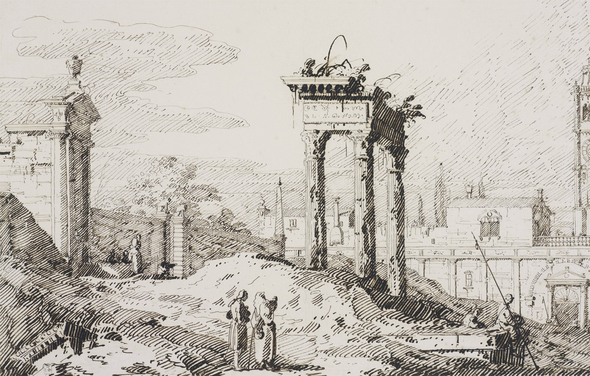 Canaletto, Fantaisie avec le Temple de Vespasien